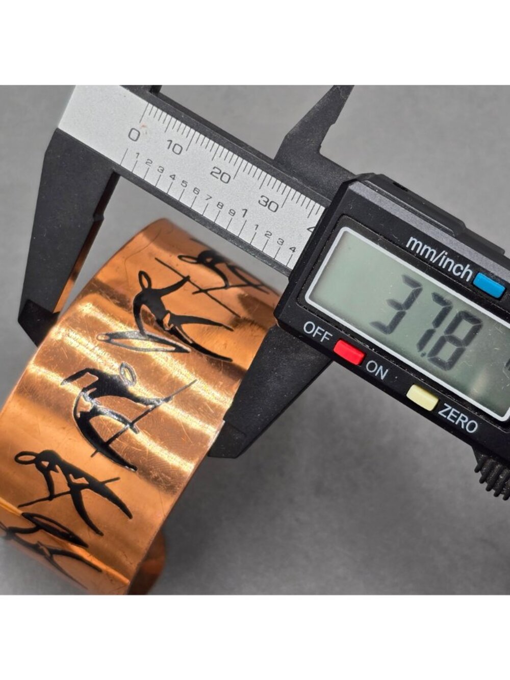 Vintage Copper Tribal Cuff Bracelet African Hunting Theme Enamel Wide Statement - Picture 6 of 9